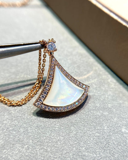 [Violet JW]DREAM MOP DIAMOND PAVED PINK GOLD NECKLACE
