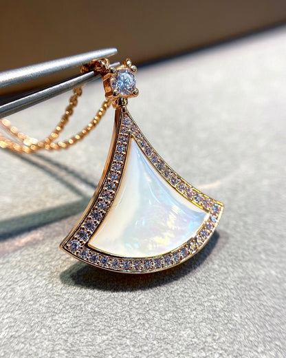 [Violet JW]DREAM MOP DIAMOND PAVED PINK GOLD NECKLACE
