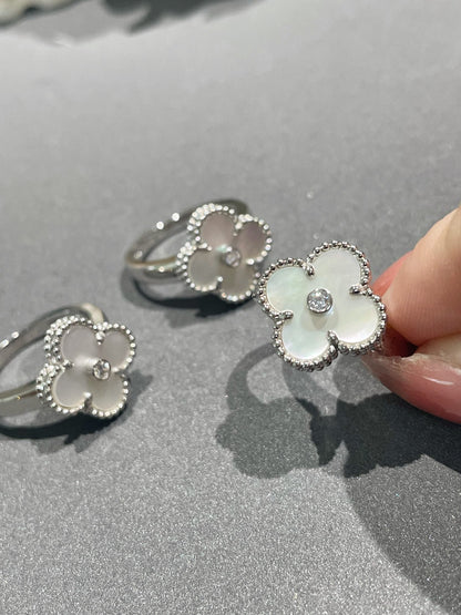 [Baslove] KLEEBLATT SILBER MOP DIAMANTRING