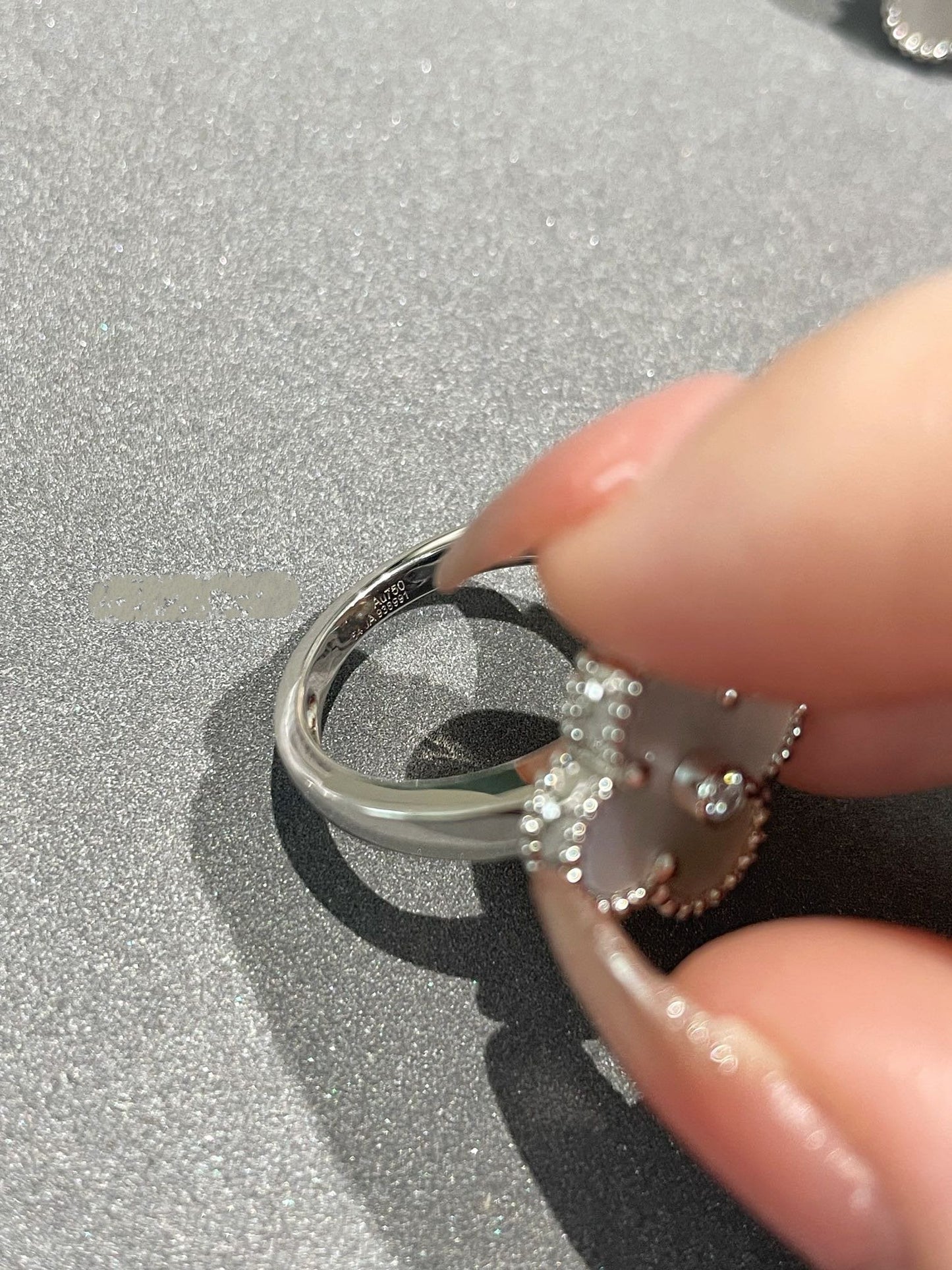 [Baslove] KLEEBLATT SILBER MOP DIAMANTRING