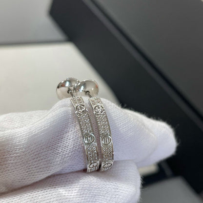 [Baslove]ラブダイヤモンドシルバーフープピアス