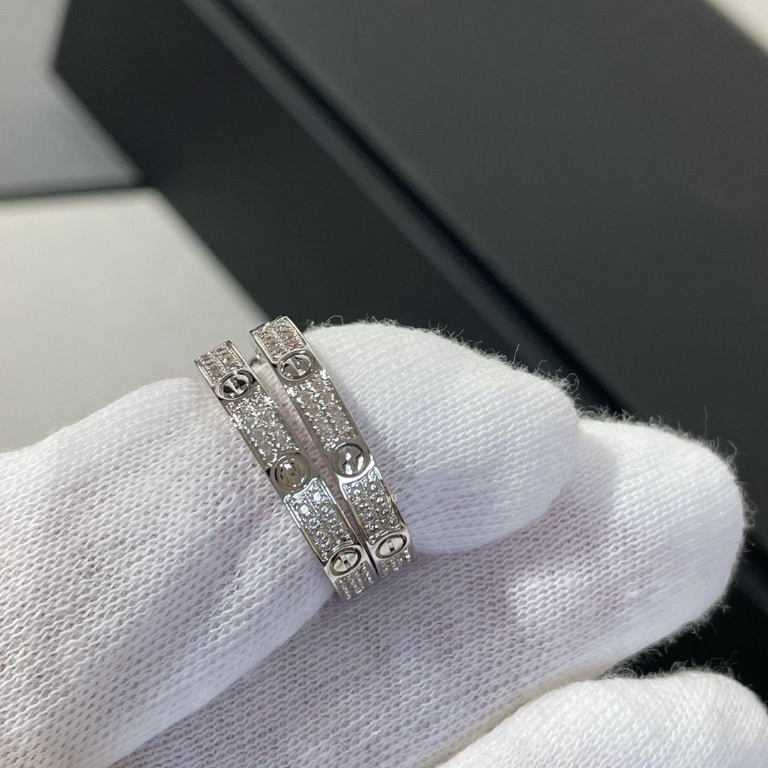 [Baslove]ラブダイヤモンドシルバーフープピアス