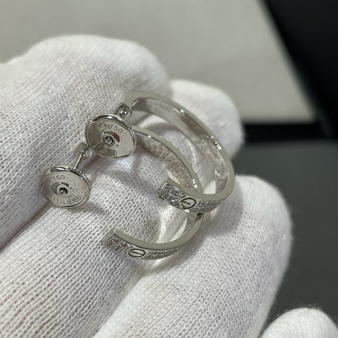 [Baslove]ラブダイヤモンドシルバーフープピアス