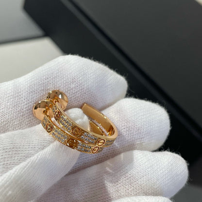 [Baslove]ラブダイヤモンド ピンクゴールド フープピアス