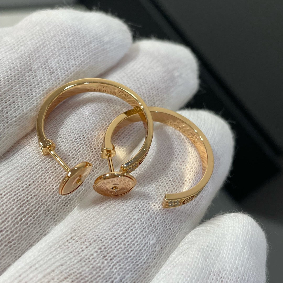 [Baslove]ラブダイヤモンド ピンクゴールド フープピアス