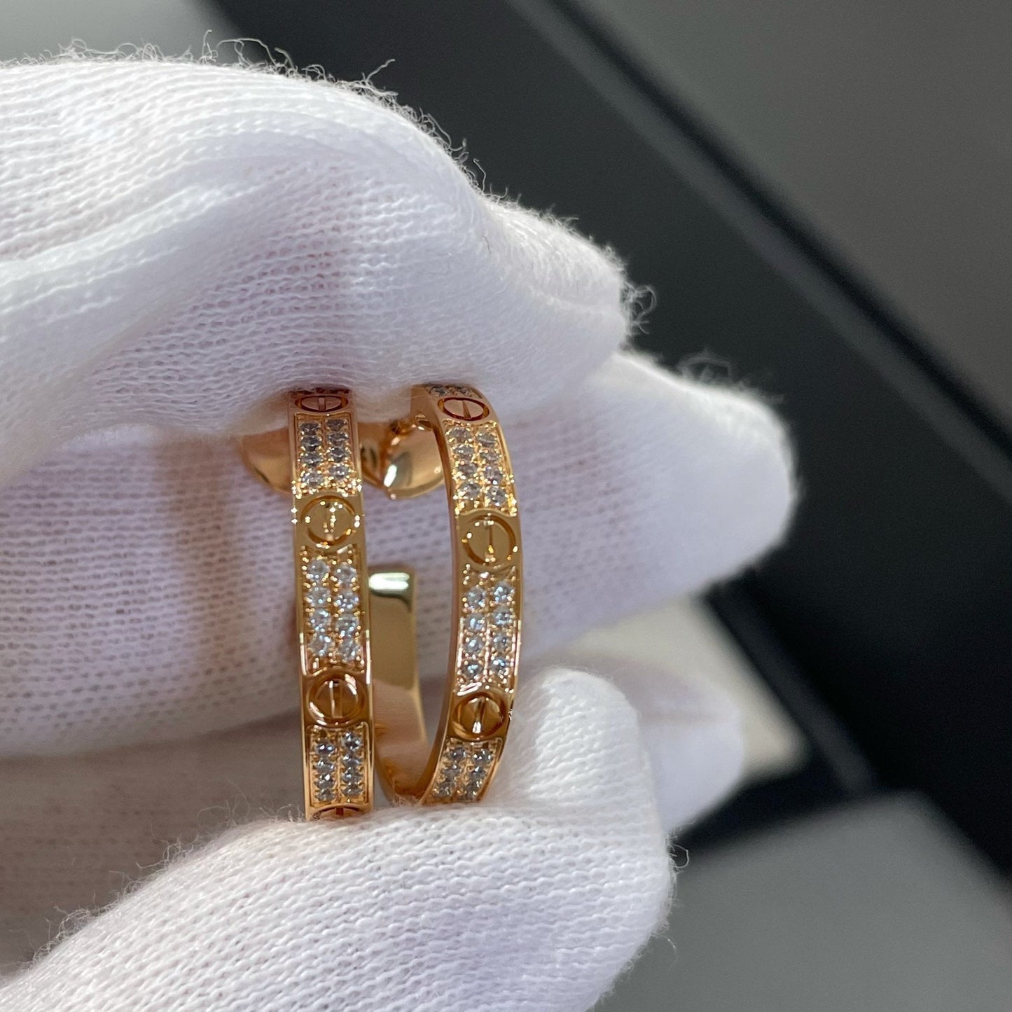 [Baslove]ラブダイヤモンド ピンクゴールド フープピアス