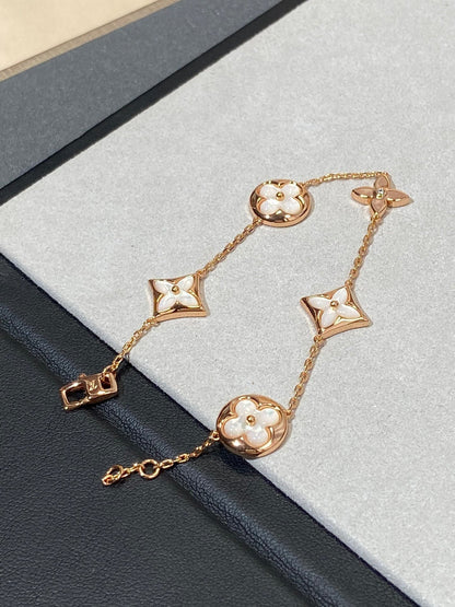 [Baslove]Armband mit Stern und Sonne, 5 Motiven, Perlmutt, Roségold