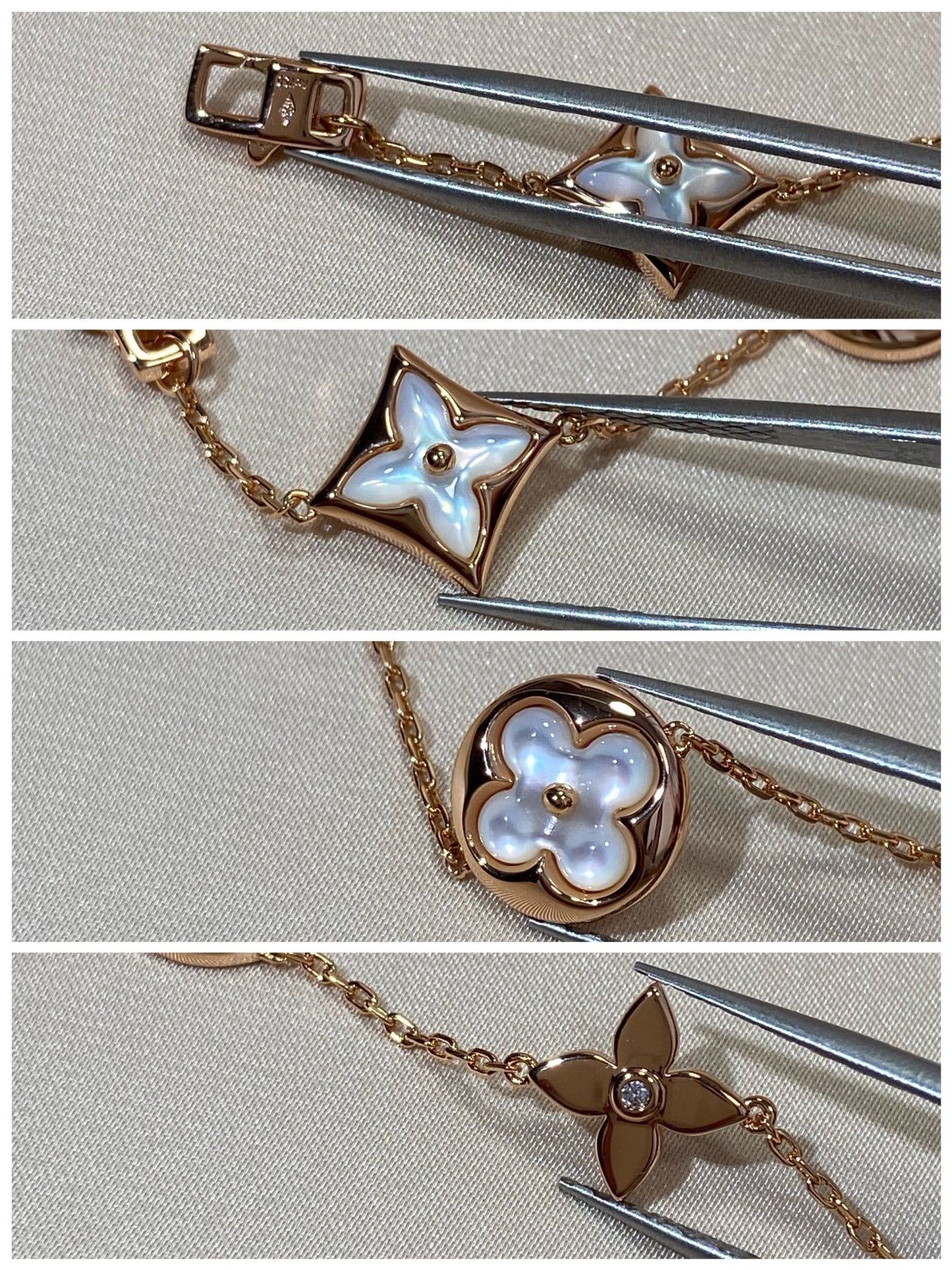 [Baslove]Armband mit Stern und Sonne, 5 Motiven, Perlmutt, Roségold