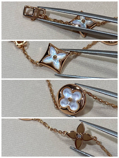 [Baslove]Armband mit Stern und Sonne, 5 Motiven, Perlmutt, Roségold