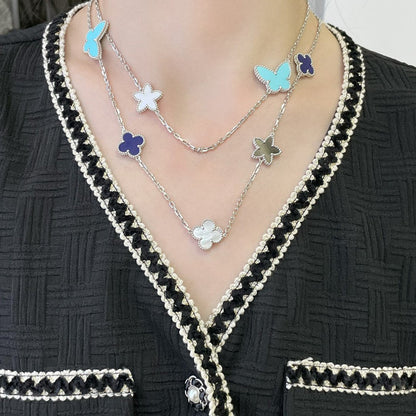 [Violet JW]LUCKY CLOVER SILVER 11 MOTIF NECKLACE