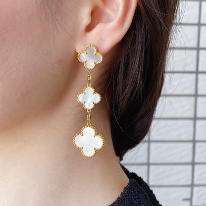 [Violet JW]CLOVER MOP 3 MOTIFS GOLD EARRINGS