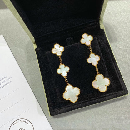 [Violet JW]CLOVER MOP 3 MOTIFS GOLD EARRINGS