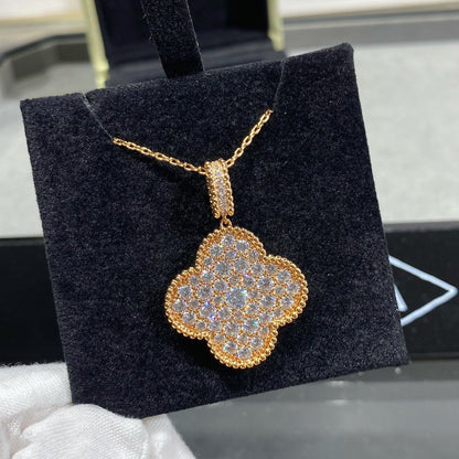[Violet JW]CLOVER 25MM LARGE PEDANT DIAMOND PAVED LONG NECKLACE