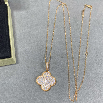 [Violet JW]CLOVER 25MM LARGE PEDANT DIAMOND PAVED LONG NECKLACE