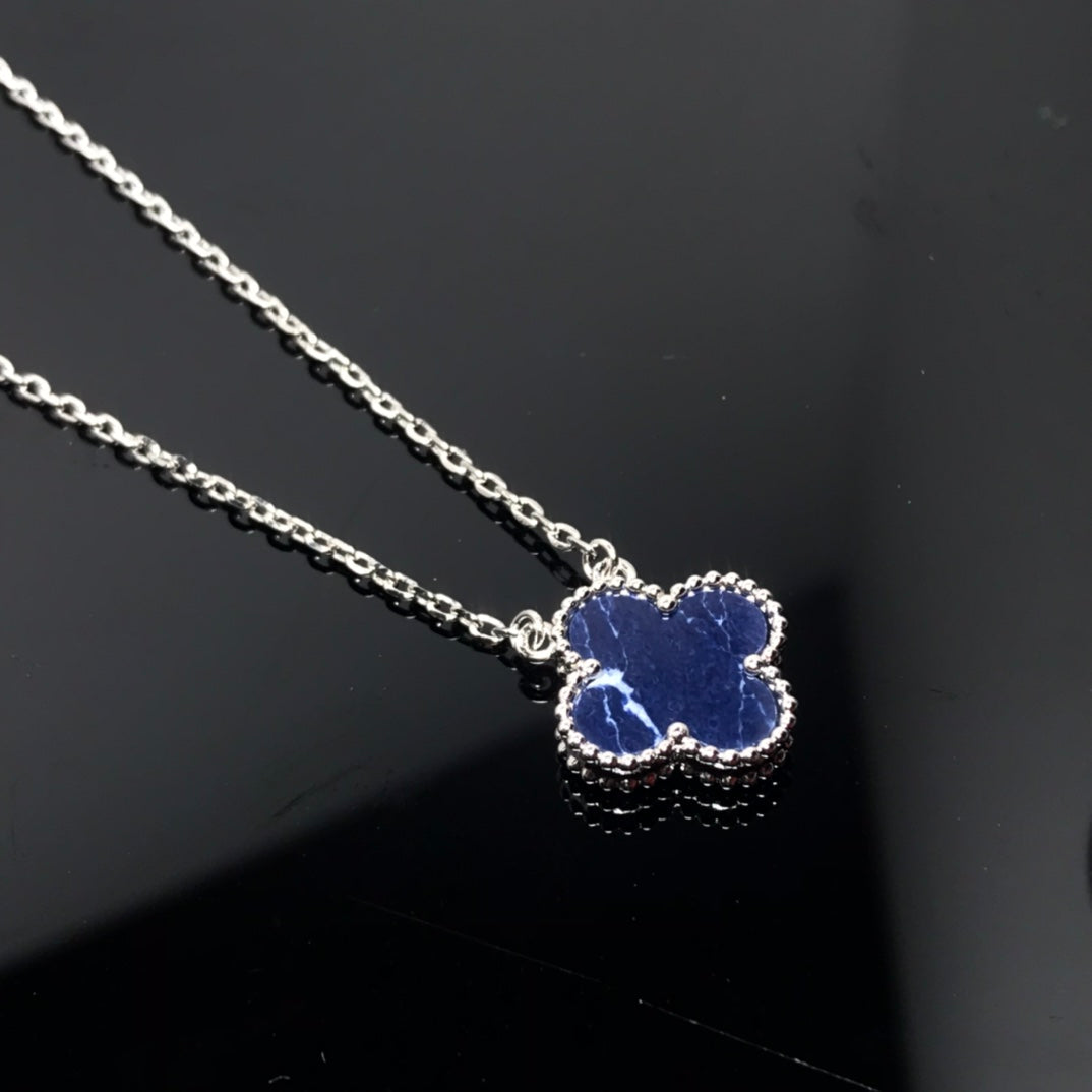 [Violet JW]CLOVER PIETERSITE SILVER LONG NECKLACE