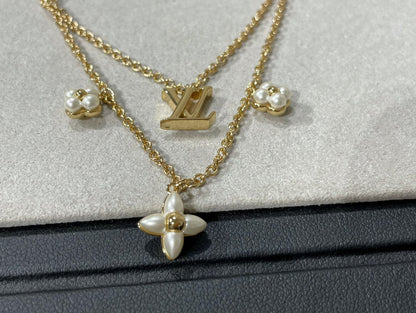 [Baslove]LV FLOWERGRAM GOLD MOP DOPPELREIHIGE HALSKETTE