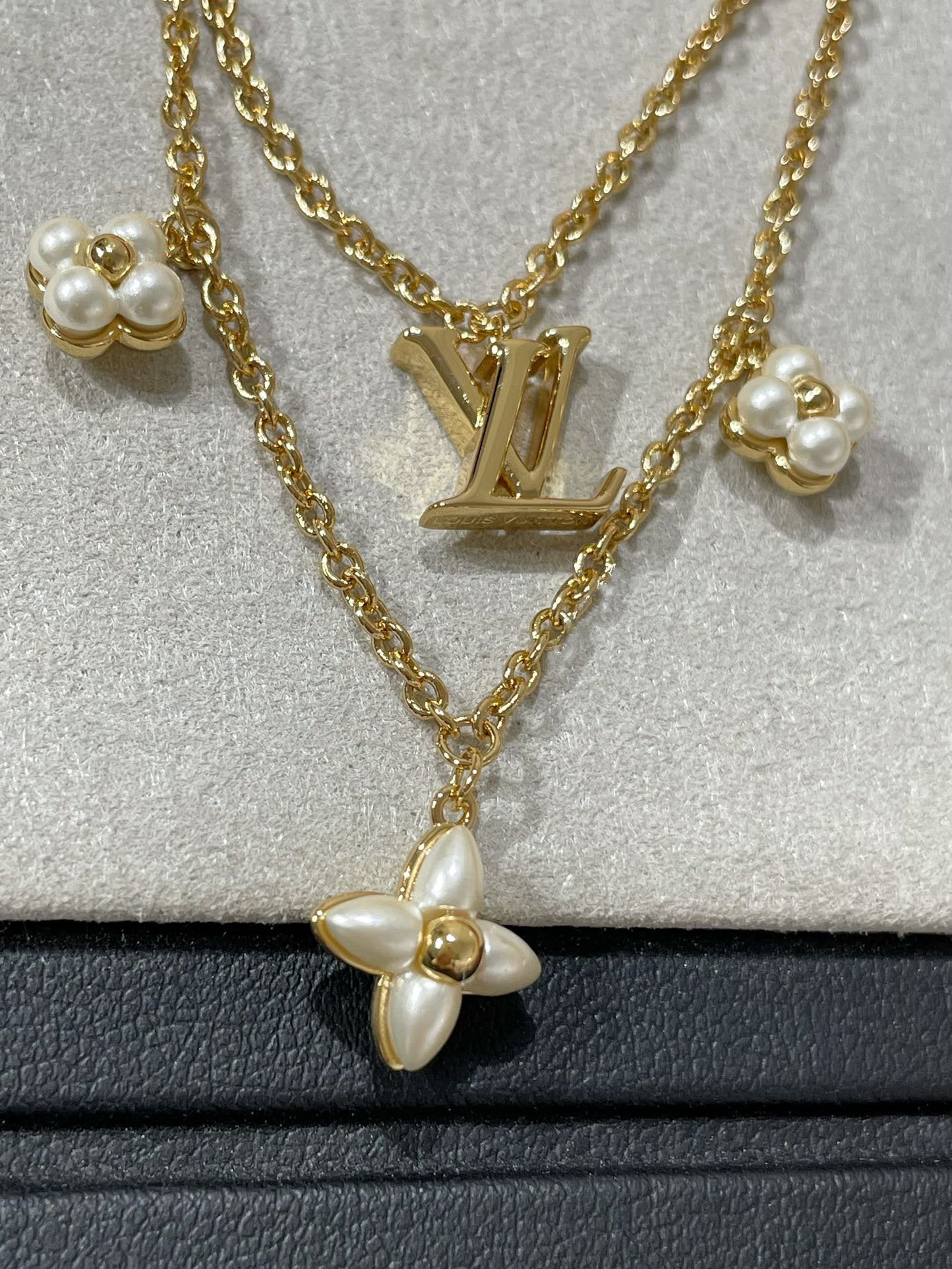 [Baslove]LV FLOWERGRAM GOLD MOP DOPPELREIHIGE HALSKETTE