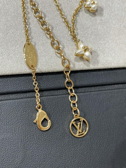 [Baslove]LV FLOWERGRAM GOLD MOP DOPPELREIHIGE HALSKETTE