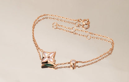 [Baslove]LV STAR PINK MOP 1 DIAMANT ROSGOLD HALSKETTE