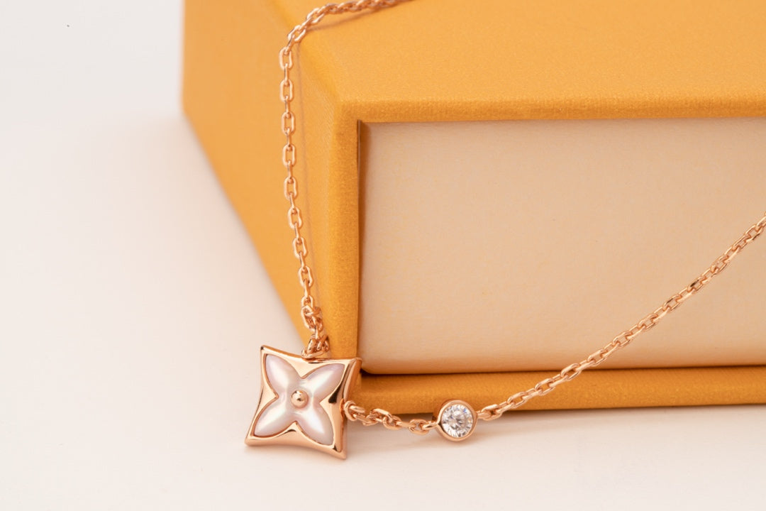 [Baslove]LV STAR PINK MOP 1 DIAMANT ROSGOLD HALSKETTE