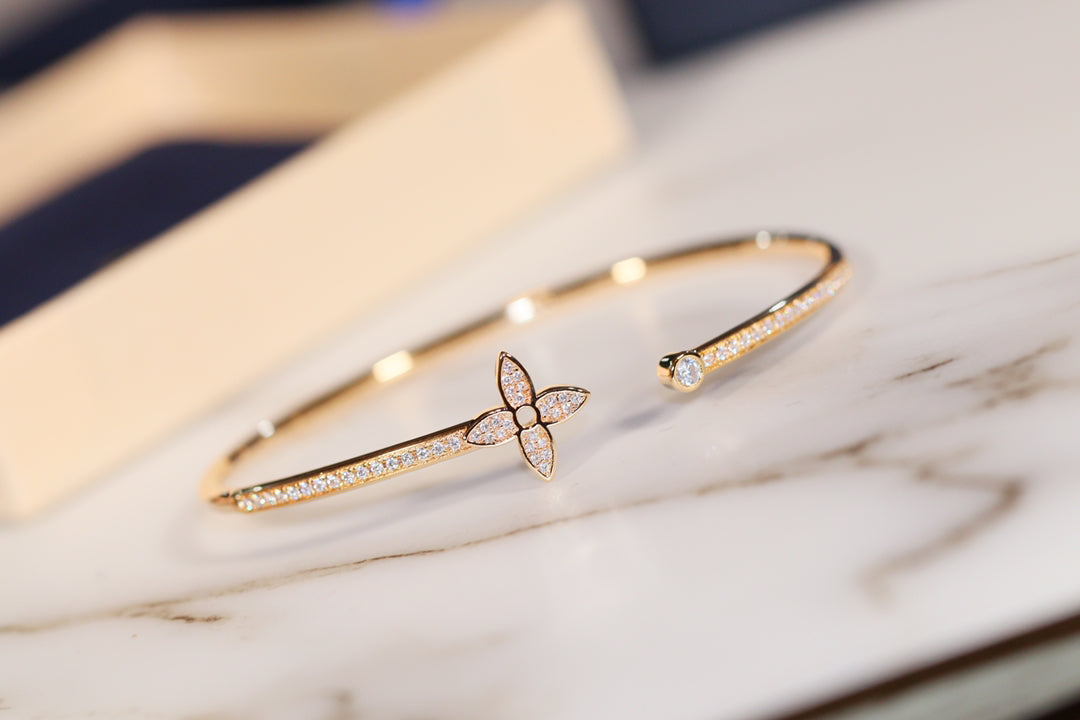 [Baslove]LV IDYLLE GOLD OFFENES ARMBAND MIT DIAMANTEN