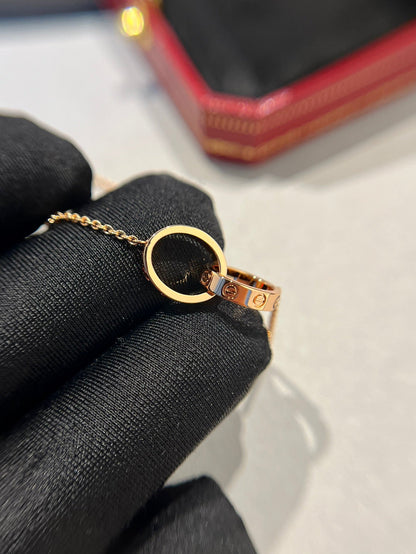 [Baslove] LIEBE HALSKETTE DOPPELRING ROSA GOLD 