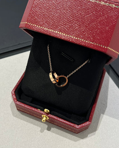 [Baslove] LIEBE HALSKETTE DOPPELRING ROSA GOLD 