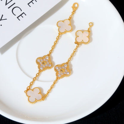 [Violet JW]CLOVER BRACELET 5 MOTIF WHITE MOP DIAMOND