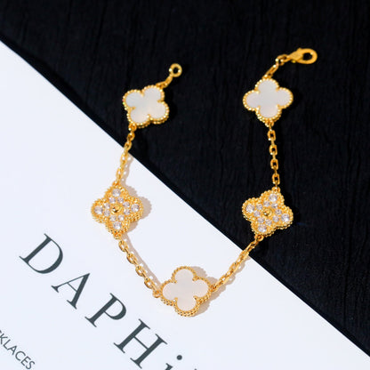 [Violet JW]CLOVER BRACELET 5 MOTIF WHITE MOP DIAMOND