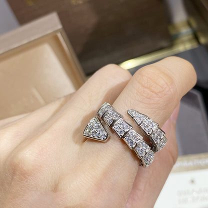 [Baslove]SERPENTI ダブルリング シルバー ダイヤモンド パヴェ