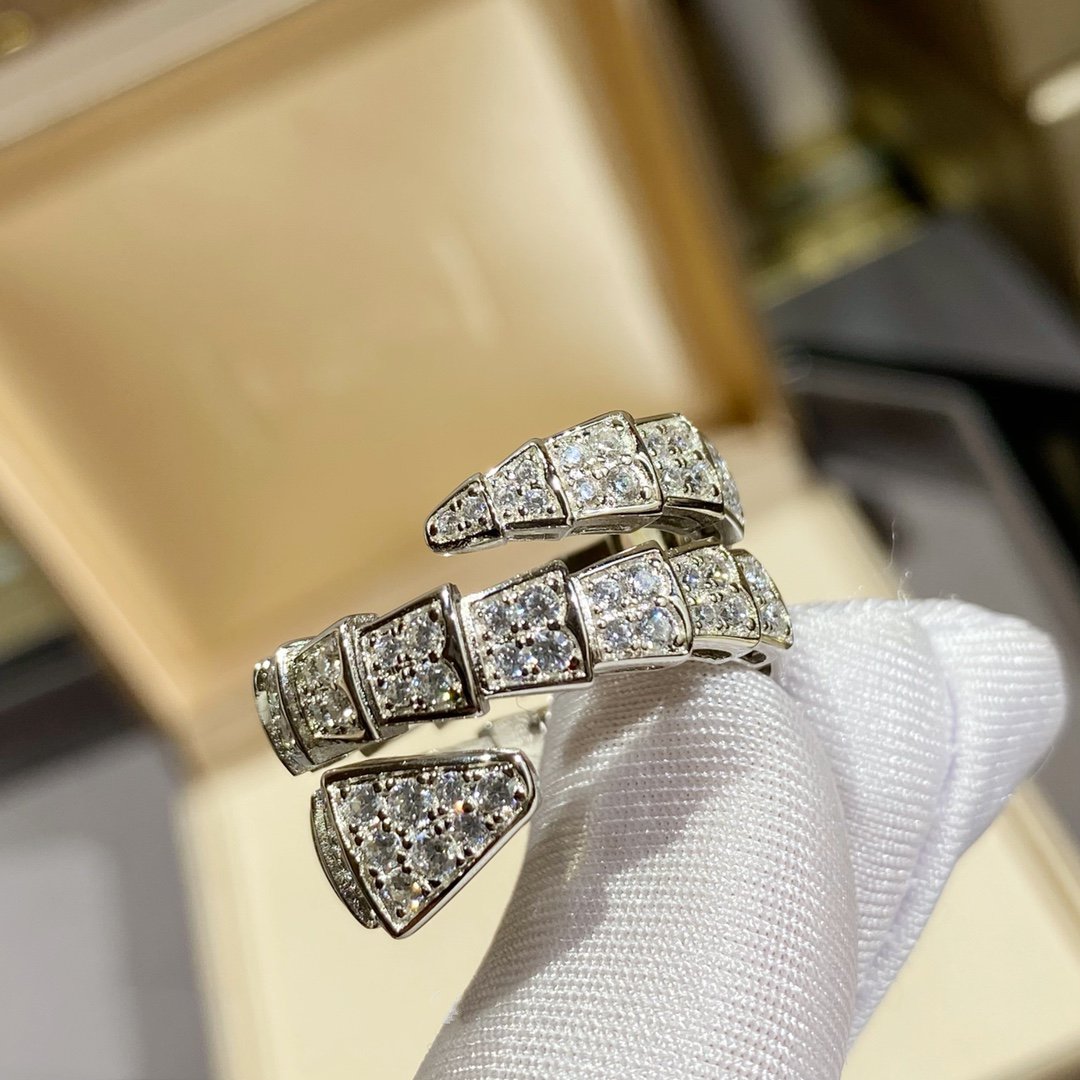 [Baslove]SERPENTI ダブルリング シルバー ダイヤモンド パヴェ