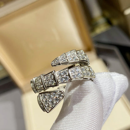[Baslove]SERPENTI ダブルリング シルバー ダイヤモンド パヴェ