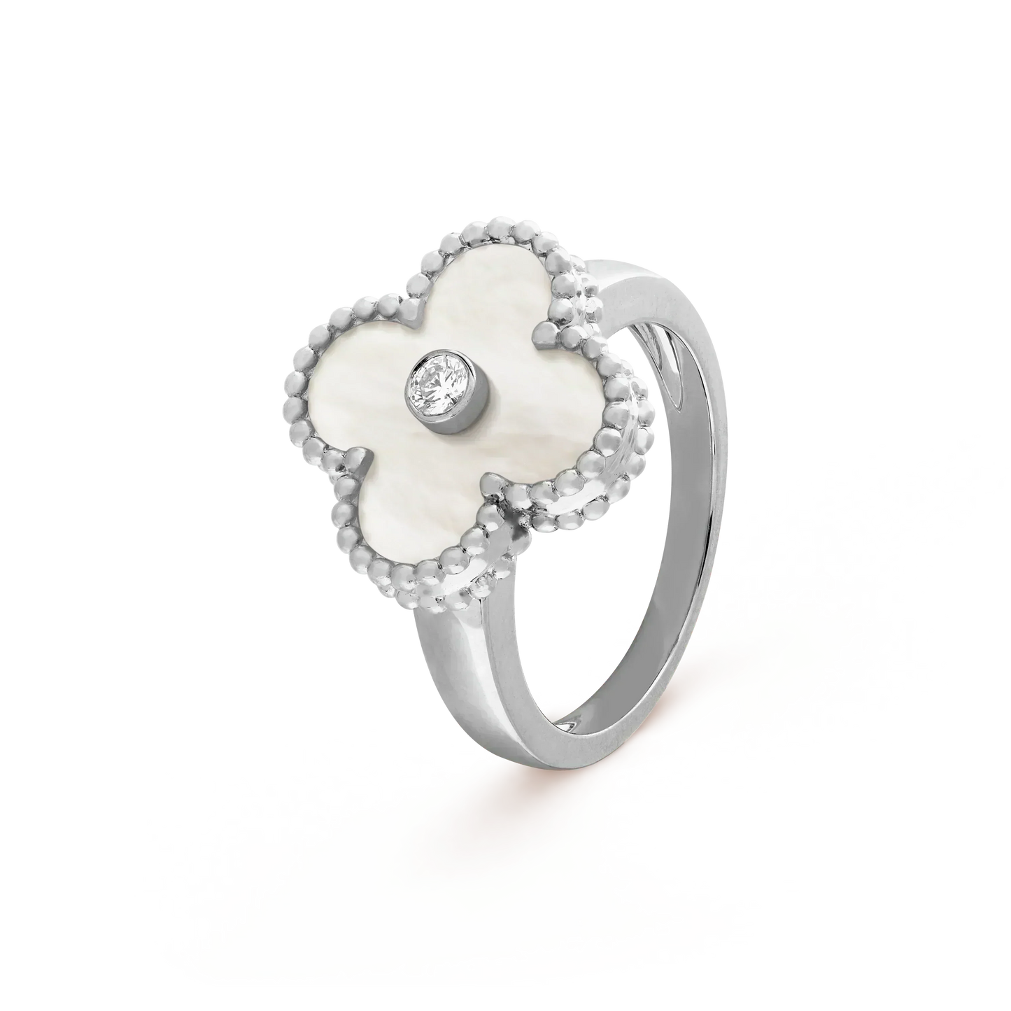 [Baslove] KLEEBLATT SILBER MOP DIAMANTRING