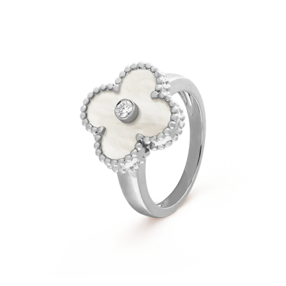 [Baslove] KLEEBLATT SILBER MOP DIAMANTRING