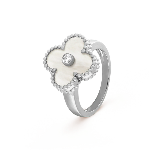 [Baslove] KLEEBLATT SILBER MOP DIAMANTRING