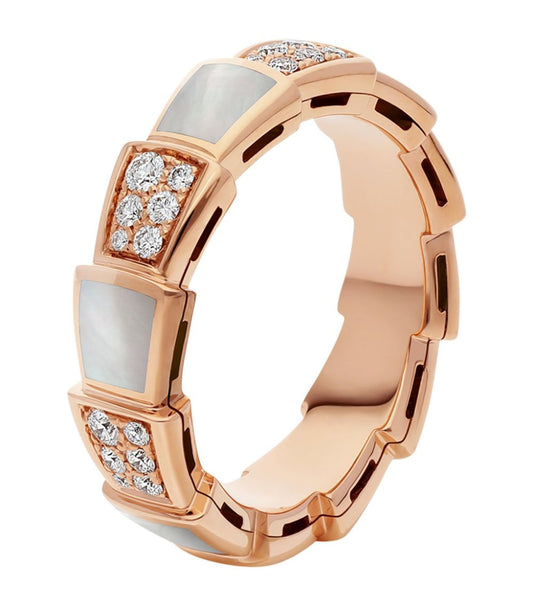 [Baslove]SERPENTI RING ROSA GOLD MOP DIAMANT GEPAPERT 4MM