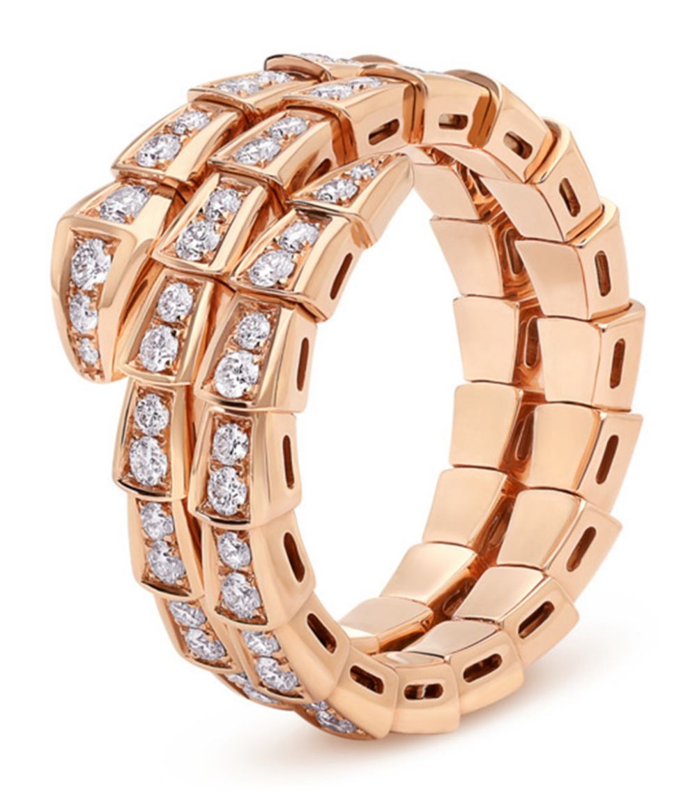 [Baslove]SERPENTI RING ROSGOLD DIAMANT DOPPELREIHIG