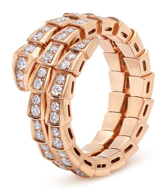 [Baslove]SERPENTI RING ROSGOLD DIAMANT DOPPELREIHIG