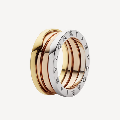 [Baslove]ZERO 1 DREI-BAND-RING IN ROSA, WEISS UND GELB