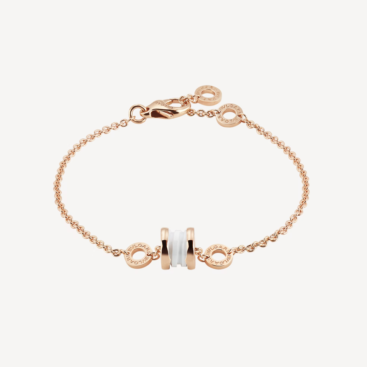 [Baslove]ZERO 1 ARMBAND AUS WEICHEM ROSAGOLD UND WEISSER KERAMIK