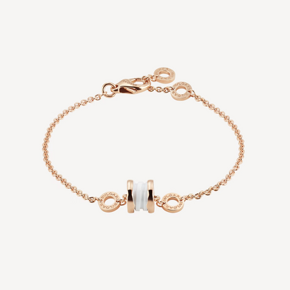 [Baslove]ZERO 1 ARMBAND AUS WEICHEM ROSAGOLD UND WEISSER KERAMIK