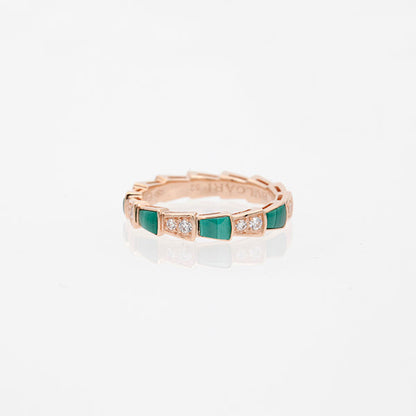 [Baslove]SERPENTI RING ROSGOLD MALACHIT DIAMANT 3MM