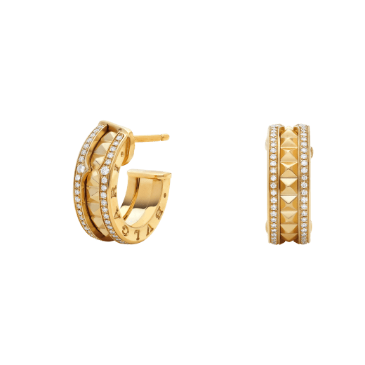 [Baslove]ZERO 1 ROCK GOLD OHRRINGE MIT SPIRALE UND DIAMANTEN