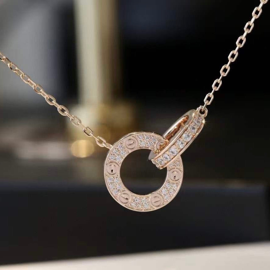 [Baslove] LOVE 7,6 MM HALSKETTE ROSÉGOLD UND SILBER VOLLER DIAMANT