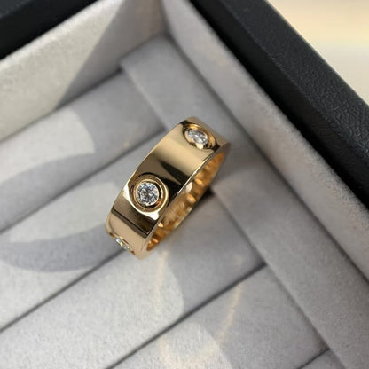 [Violet JW]LOVE RING 5.5MM 6 DIAMONDS PINK GOLD