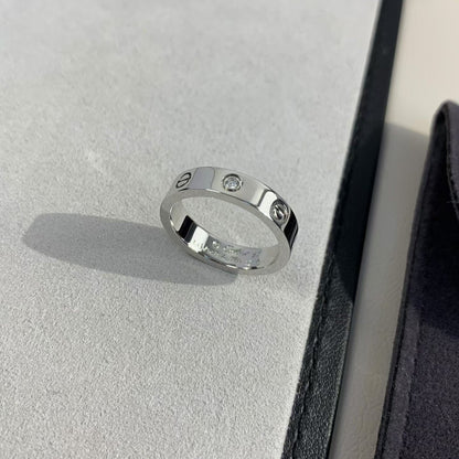 [Baslove]ラブリング 4MM 1ダイヤモンド シルバー