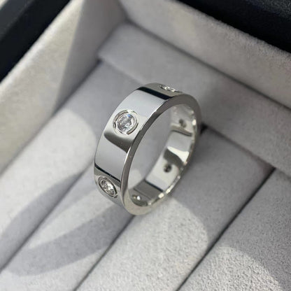 [Baslove] LIEBESRING 5,5 MM 6 DIAMANTEN SILBER