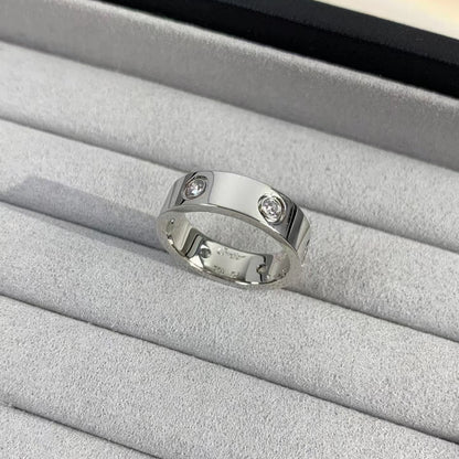 [Baslove] LIEBESRING 5,5 MM 6 DIAMANTEN SILBER