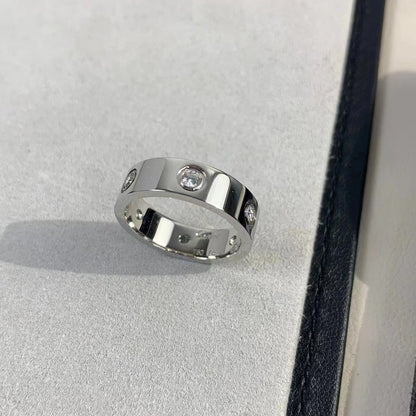 [Baslove] LIEBESRING 5,5 MM 6 DIAMANTEN SILBER