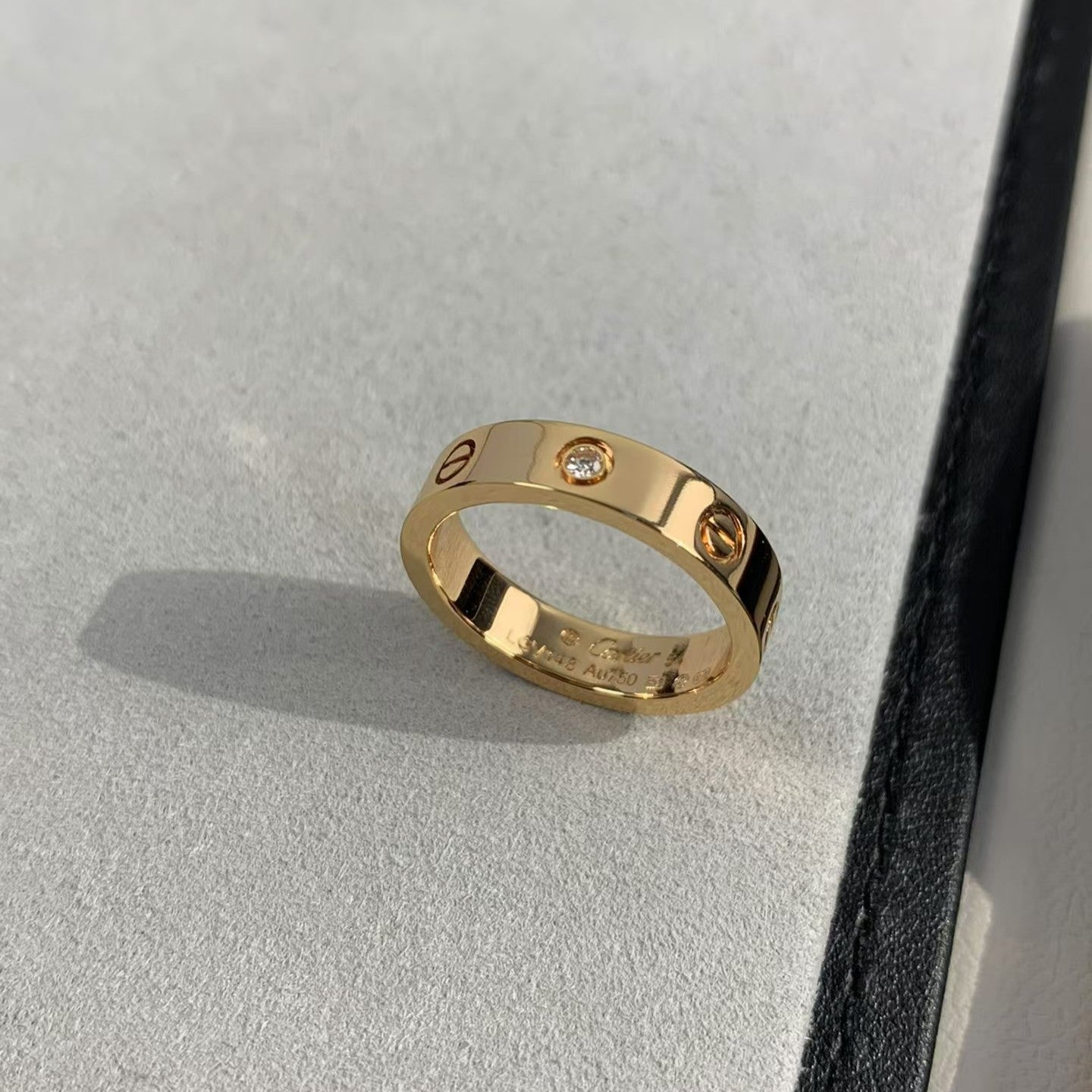 [Baslove]ラブリング 4MM 1ダイヤモンド ピンクゴールド